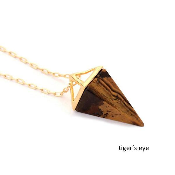 18K Gold Plated Healing Crystal Pendant Necklace