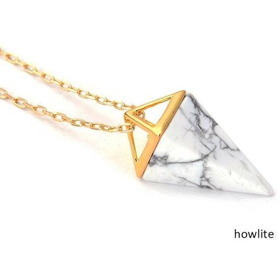 18K Gold Plated Healing Crystal Pendant Necklace