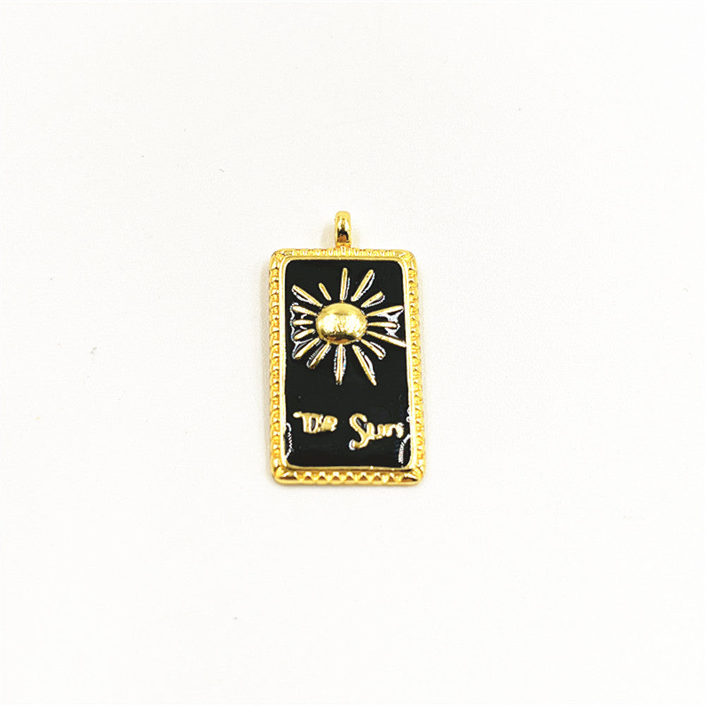 Fashion Oil Dripping Tarot Shape Pendant