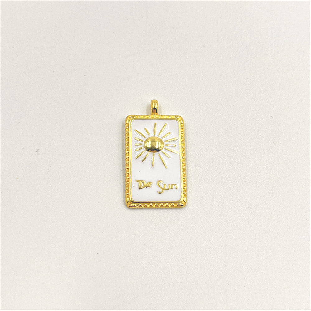 Fashion Oil Dripping Tarot Shape Pendant