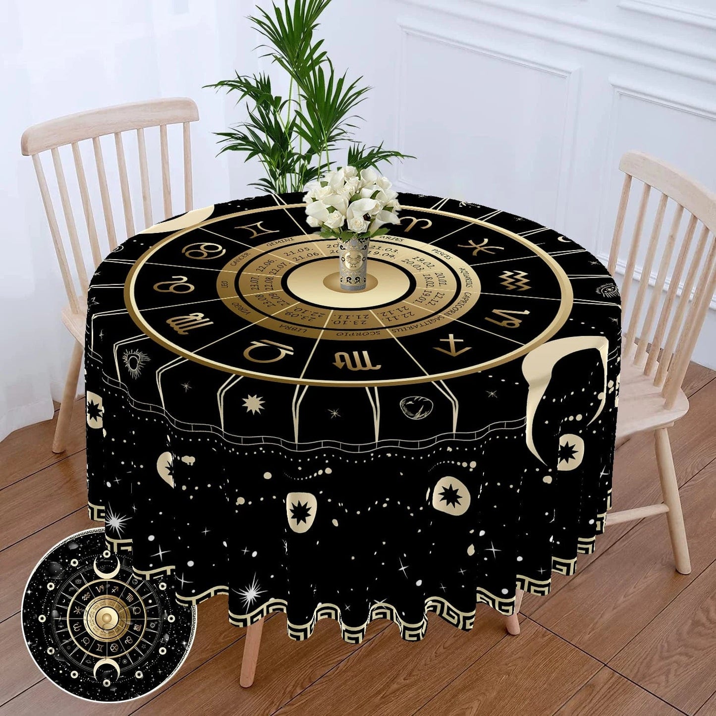 1 Piece Tarot Circular Tablecloth Waterproof Color Terrace Dining Table Cover