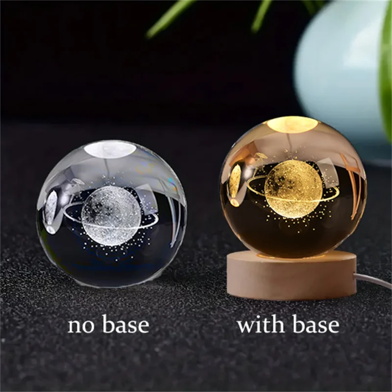 6cm 3D Crystal Ball Laser Carving Solar System Globe