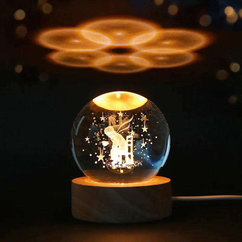 6cm 3D Crystal Ball Laser Carving Solar System Globe