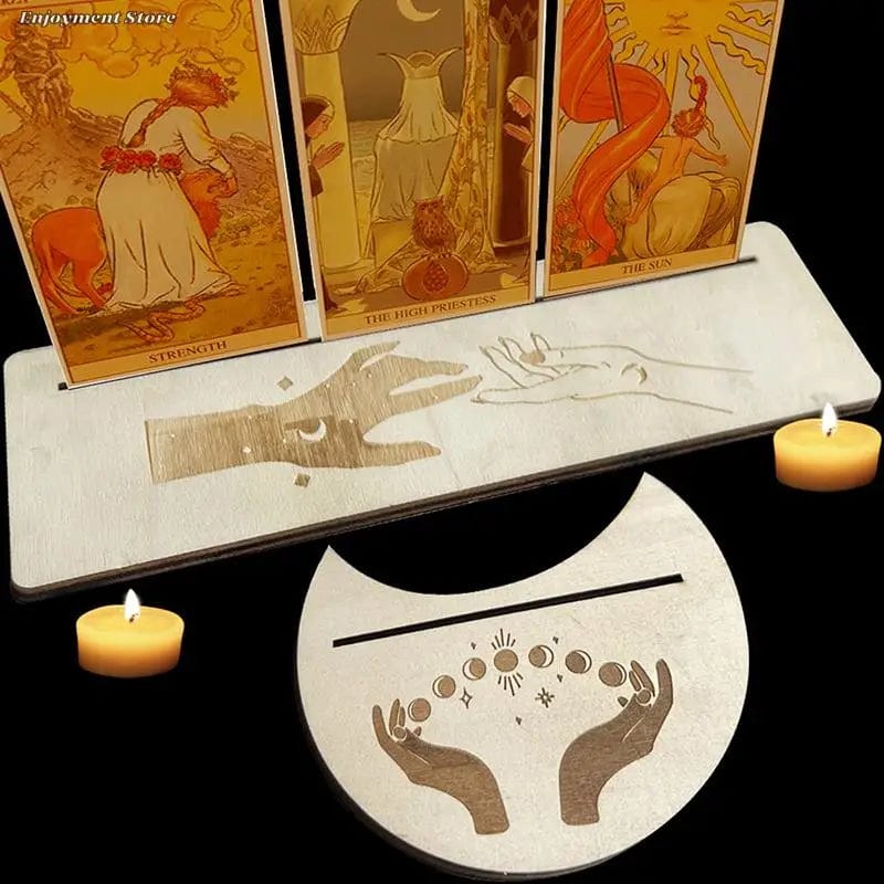 2/4pcs Wooden Card Stand for Tarot Moon Shape Rectangle Card Altar Stand