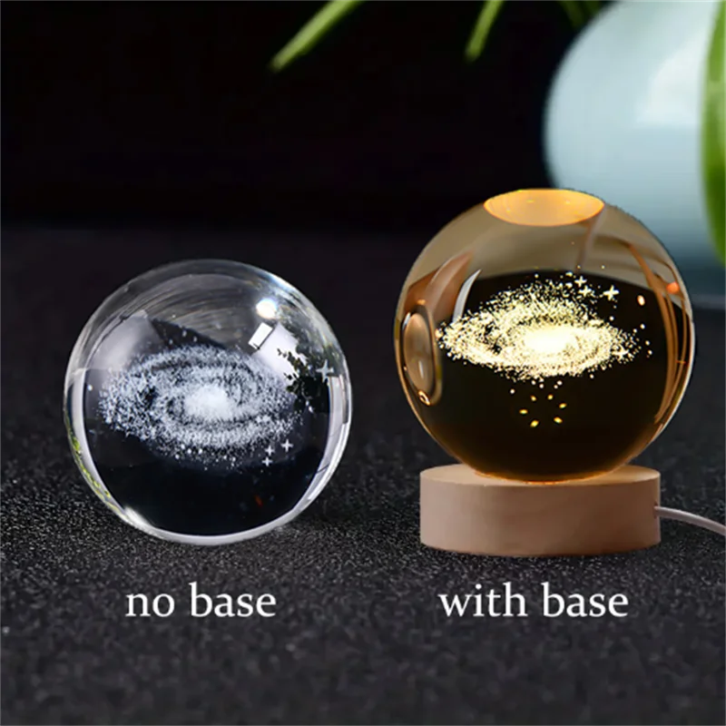 6cm 3D Crystal Ball Laser Carving Solar System Globe