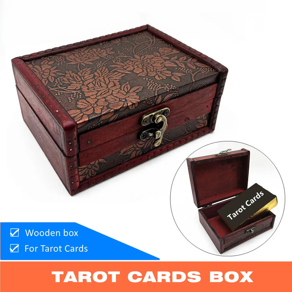 Wooden Tarot Cards Box Astrology Witch Divination Case Storage