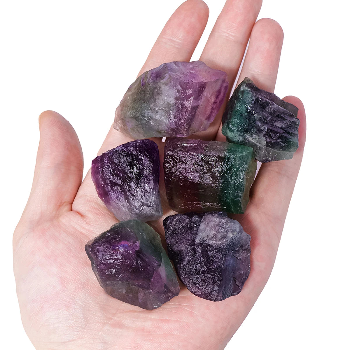 50g/bag Natural Raw Rainbow Fluorite Crystal Rough Stone