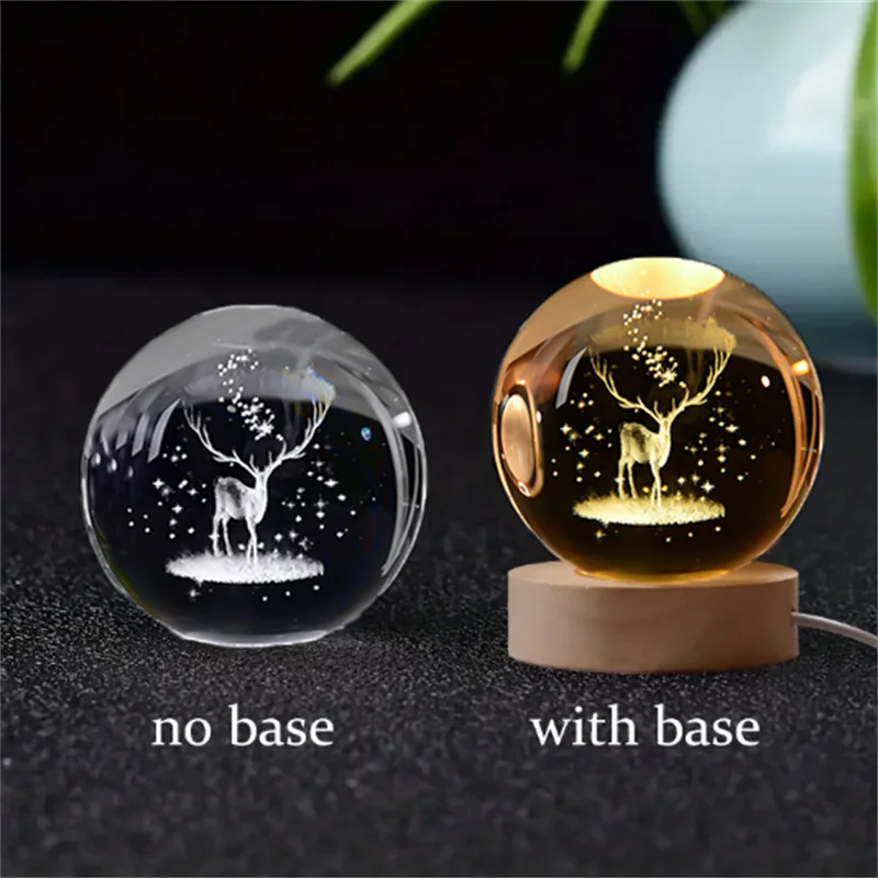 6cm 3D Crystal Ball Laser Carving Solar System Globe