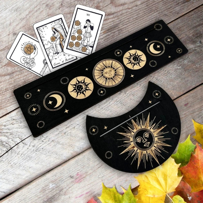 Witchcraft Supplies Wood Tarot Stand Holder Moon Phases Tarot Altar Stand Holder