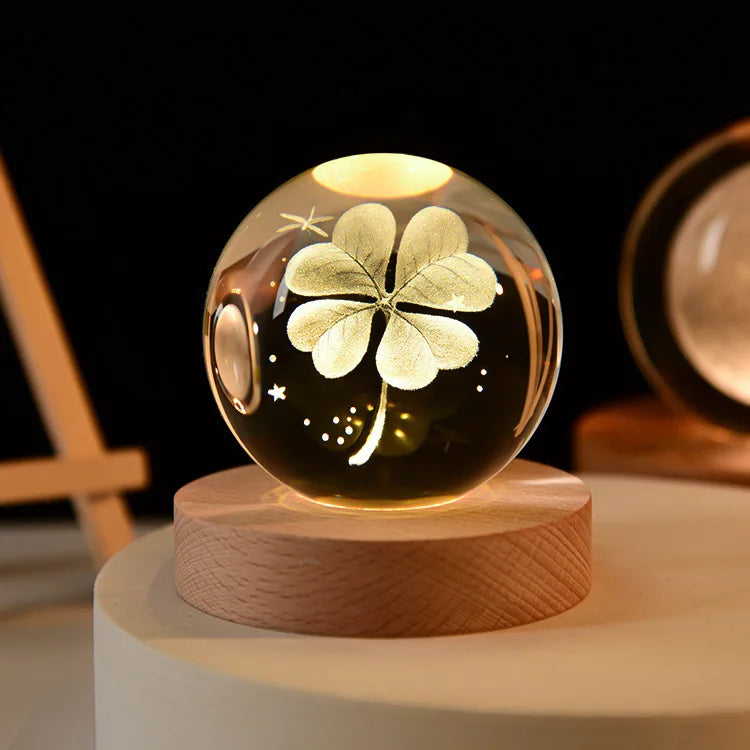 6cm 3D Crystal Ball Laser Carving Solar System Globe