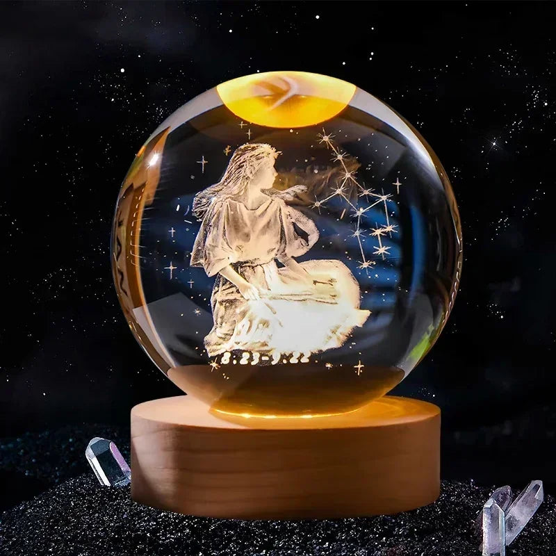 6cm 3D Crystal Ball Glass Craft Decoration 12 Constellation