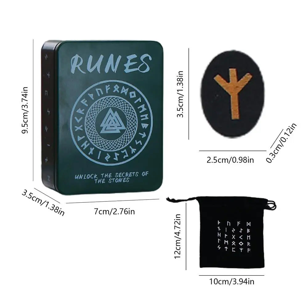 Witches Runes Set Altar Divination Tools with Manual and Storage Bag