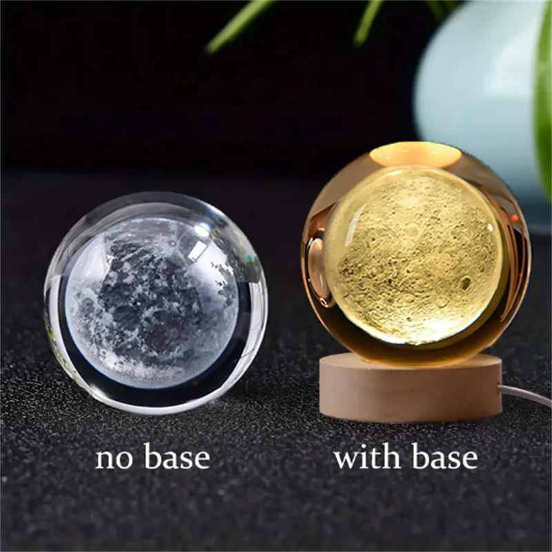 6cm 3D Crystal Ball Laser Carving Solar System Globe