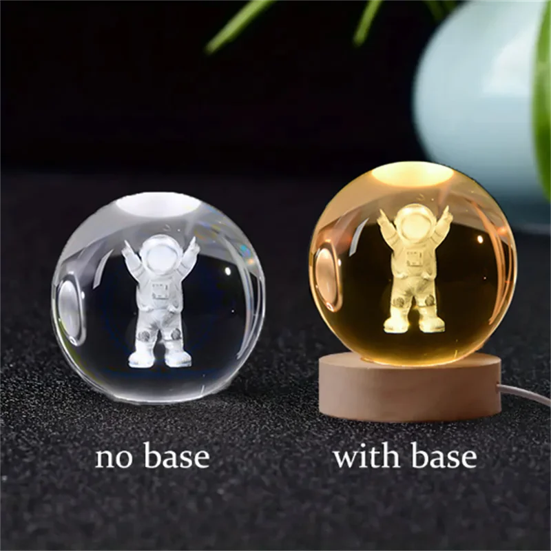 6cm 3D Crystal Ball Laser Carving Solar System Globe