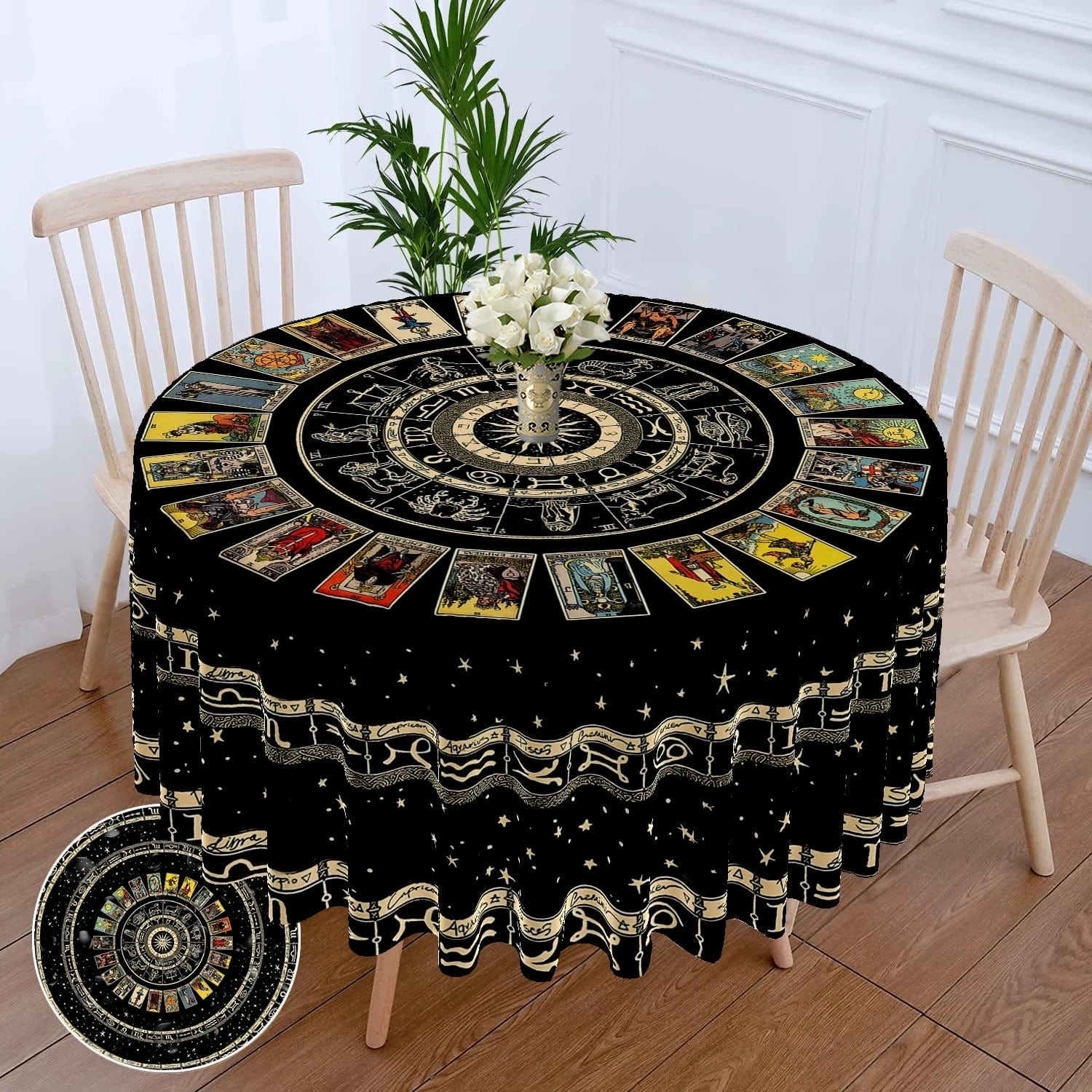 1 Piece Tarot Circular Tablecloth Waterproof Color Terrace Dining Table Cover