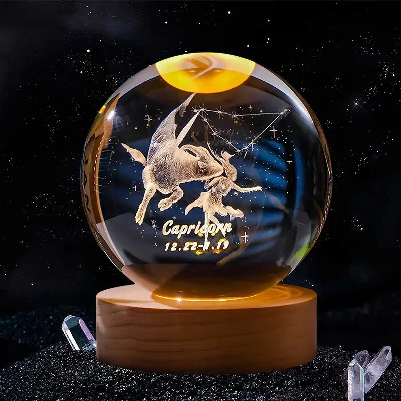 6cm 3D Crystal Ball Glass Craft Decoration 12 Constellation