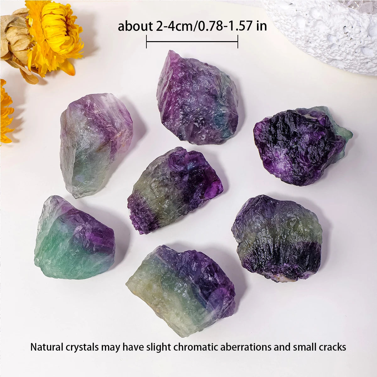 50g/bag Natural Raw Rainbow Fluorite Crystal Rough Stone