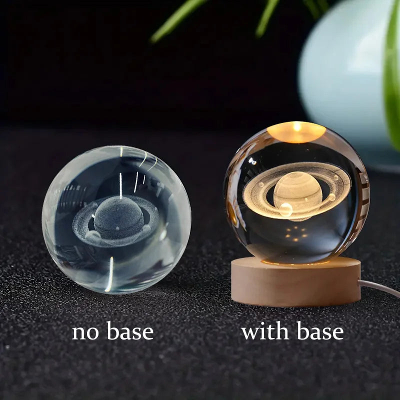 6cm 3D Crystal Ball Laser Carving Solar System Globe