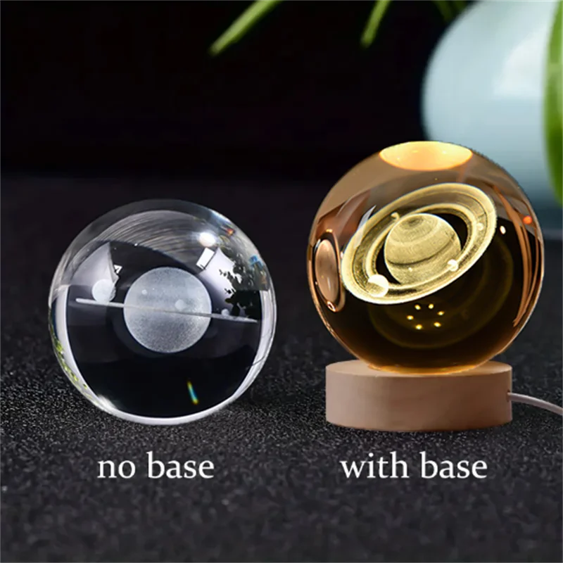 6cm 3D Crystal Ball Laser Carving Solar System Globe