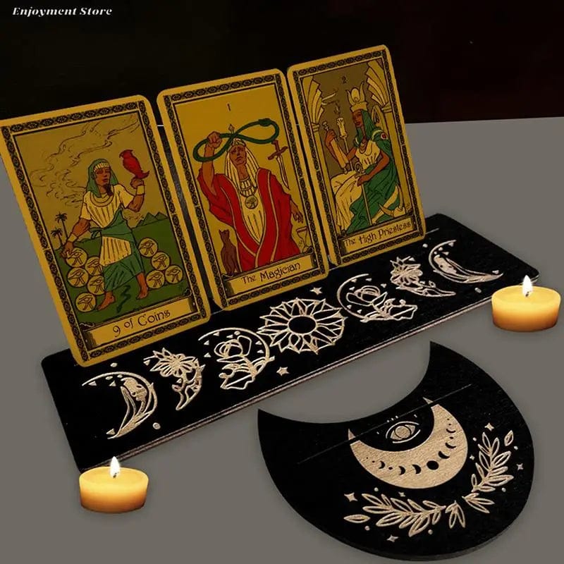 2/4pcs Wooden Card Stand for Tarot Moon Shape Rectangle Card Altar Stand