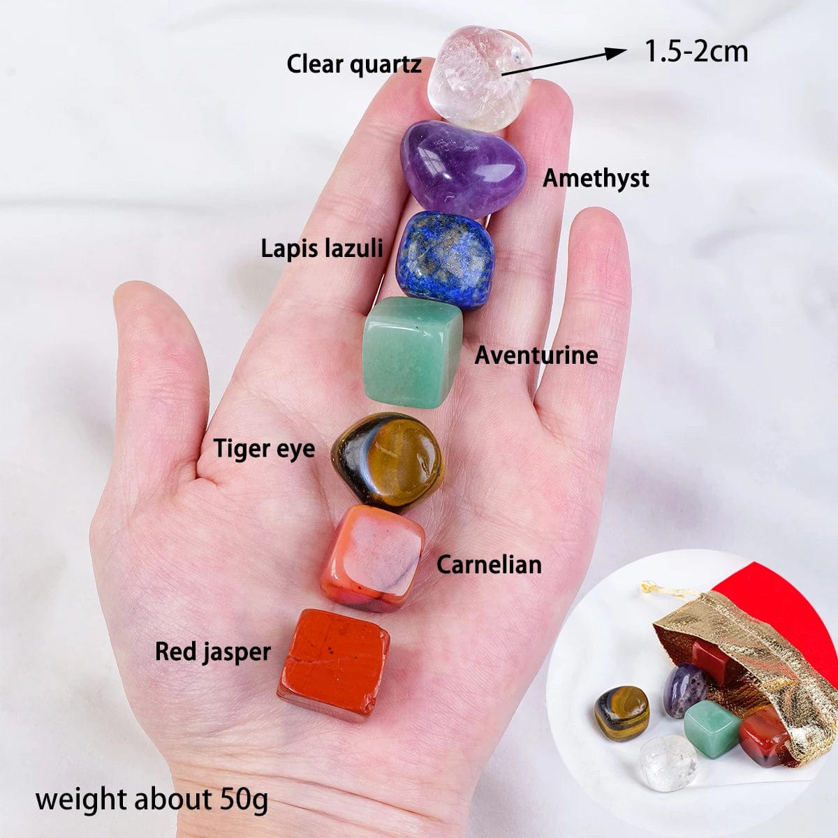 1PC Natural Crystal Healing Gem 7 Chakra Set Tumbled Stones