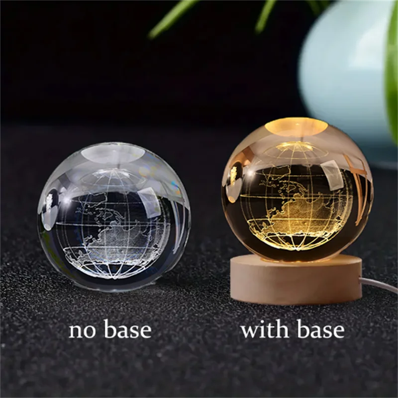 6cm 3D Crystal Ball Laser Carving Solar System Globe