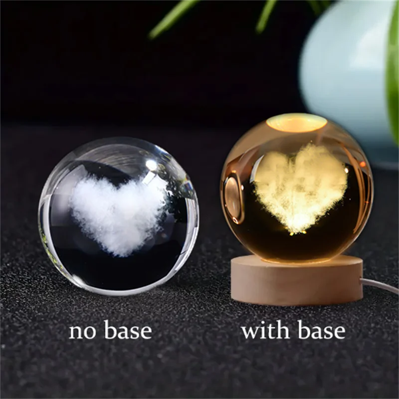 6cm 3D Crystal Ball Laser Carving Solar System Globe