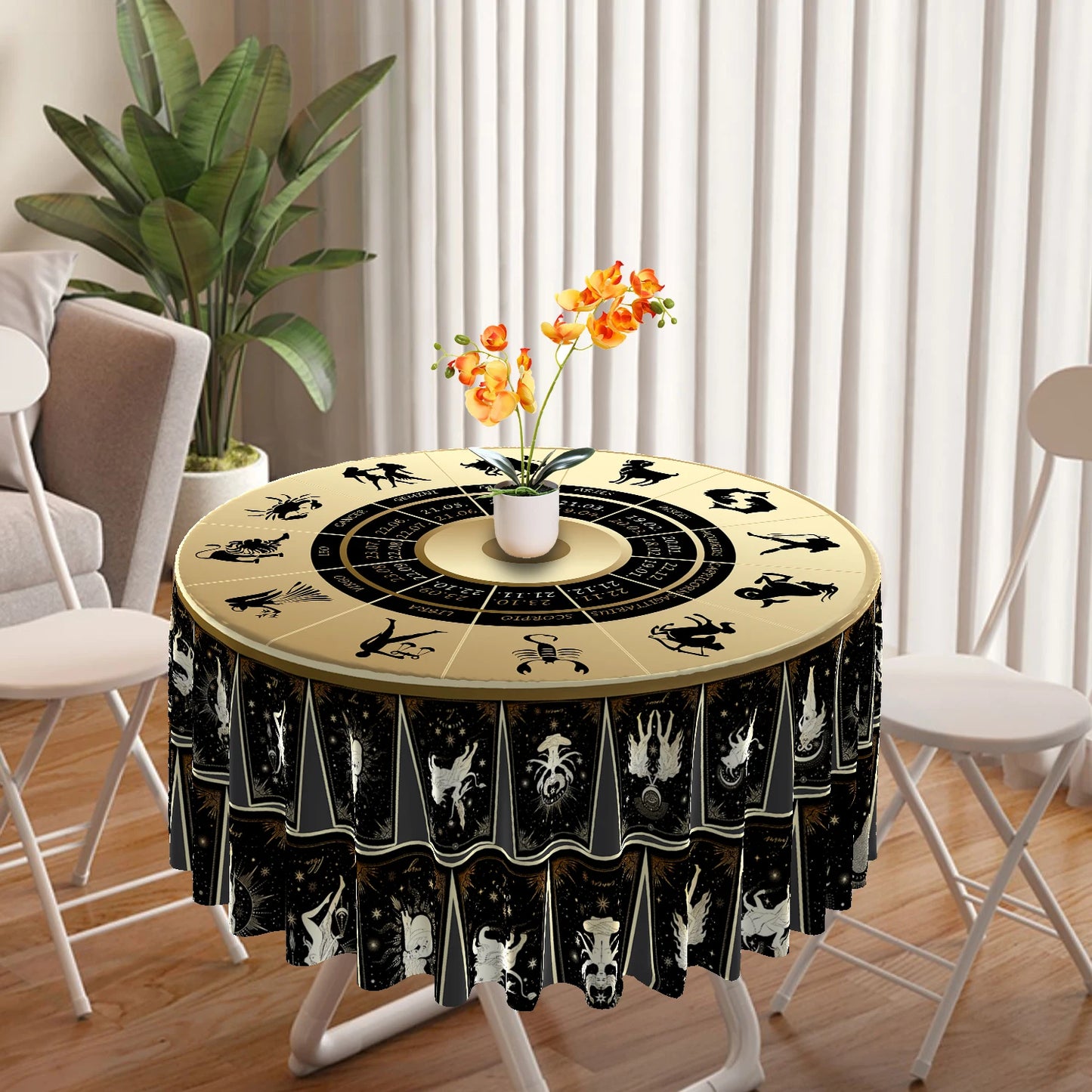 1 Piece Tarot Circular Tablecloth Waterproof Color Terrace Dining Table Cover