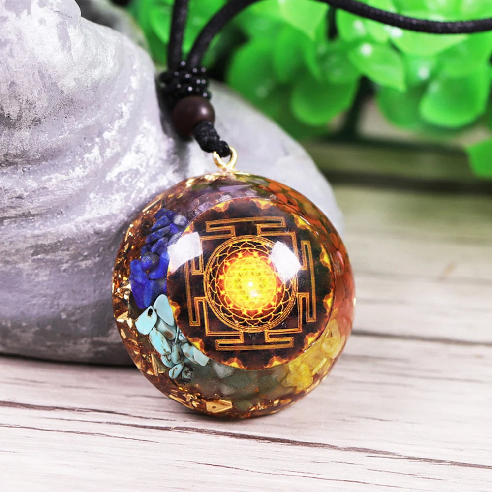 Chakra Orgonite Necklace Healing Reiki Orgonite Pendant