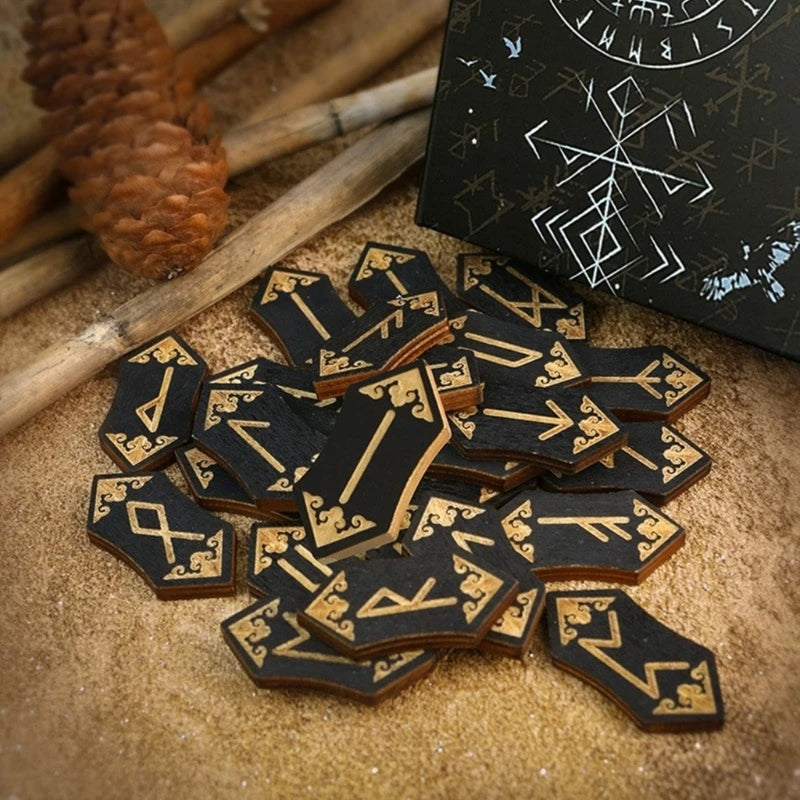 Complete Set of Wood Runes Tarot Cards Magicals Symbol Rune for Divination