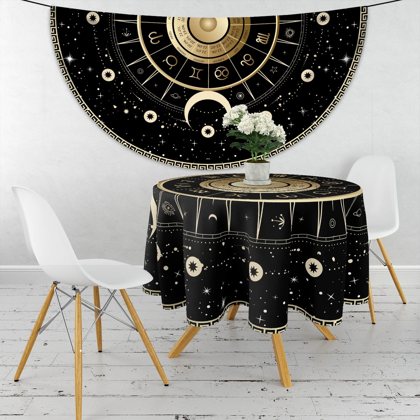 1 Piece Tarot Circular Tablecloth Waterproof Color Terrace Dining Table Cover