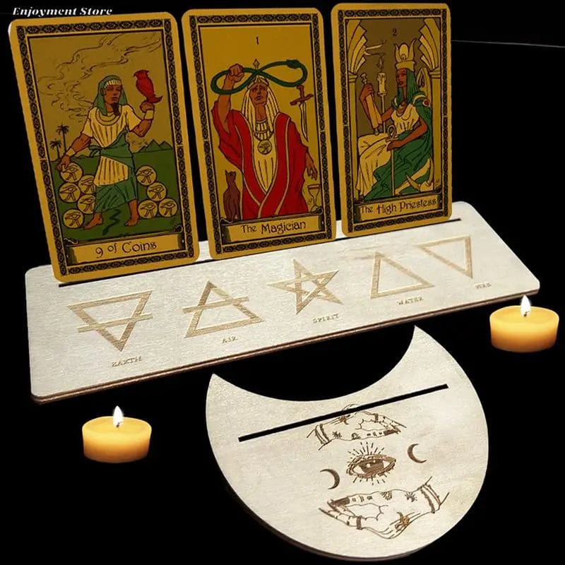 2/4pcs Wooden Card Stand for Tarot Moon Shape Rectangle Card Altar Stand