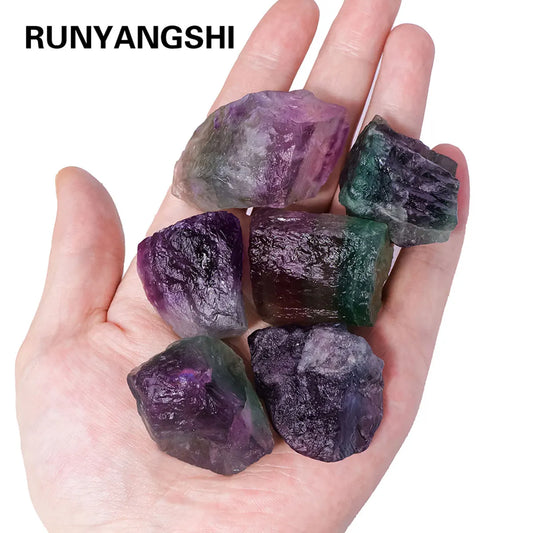 50g/bag Natural Raw Rainbow Fluorite Crystal Rough Stone