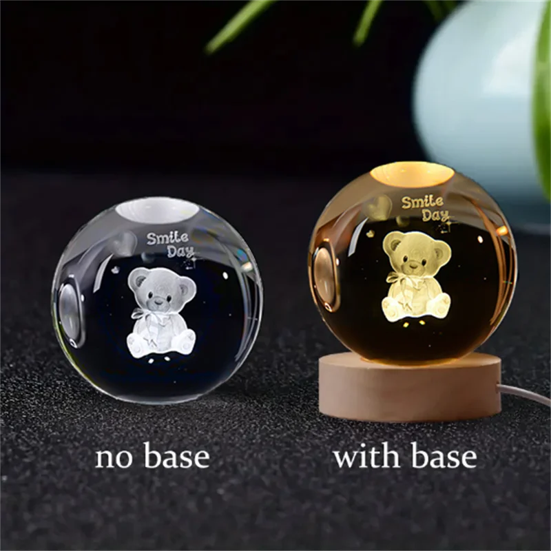 6cm 3D Crystal Ball Laser Carving Solar System Globe