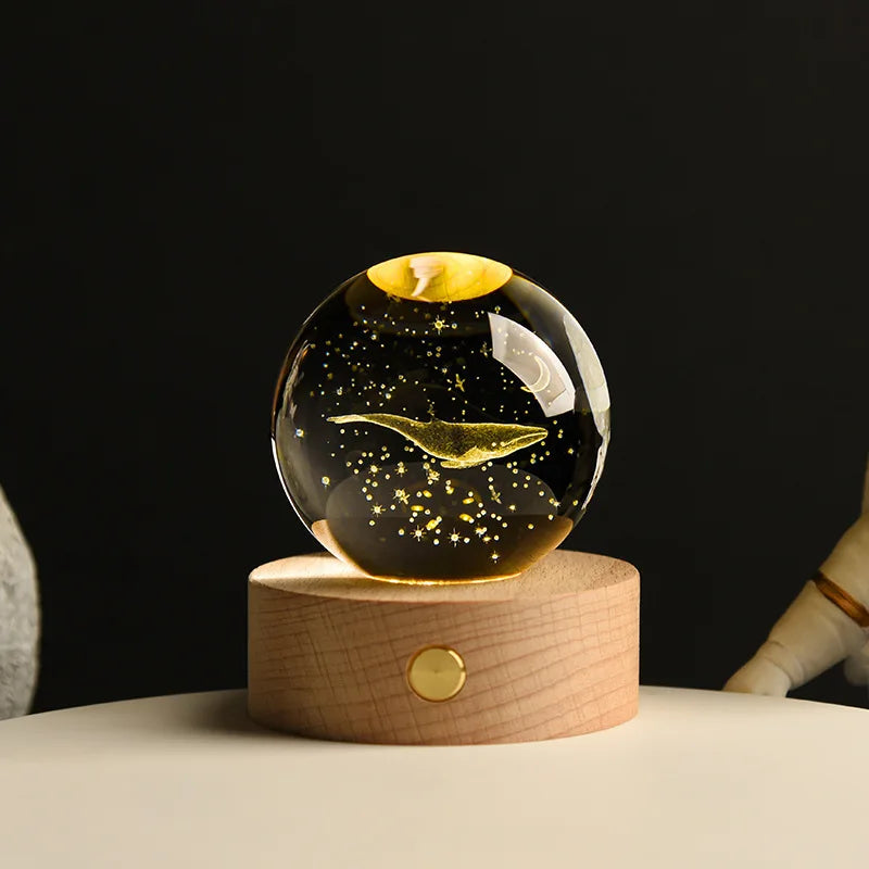 6cm 3D Crystal Ball Laser Carving Solar System Globe