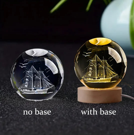 6cm 3D Crystal Ball Laser Carving Solar System Globe