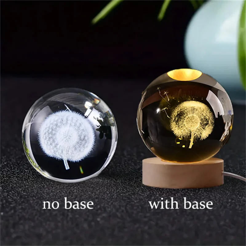 6cm 3D Crystal Ball Laser Carving Solar System Globe