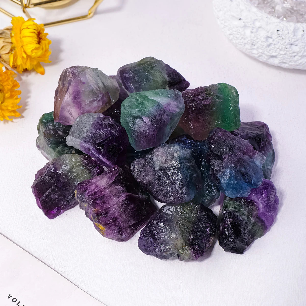 50g/bag Natural Raw Rainbow Fluorite Crystal Rough Stone