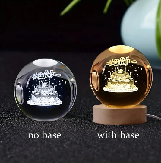 6cm 3D Crystal Ball Laser Carving Solar System Globe