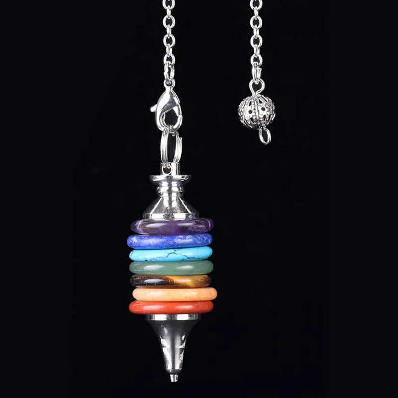 Healing 7 Chakra Pendulum Real Natural Stone Crystals Pendant