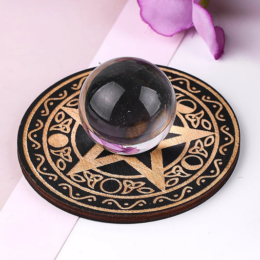 Wooden Crystal Ball Display Board Pentagram Design