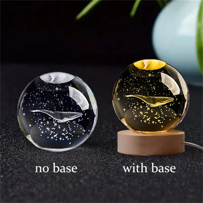 6cm 3D Crystal Ball Laser Carving Solar System Globe