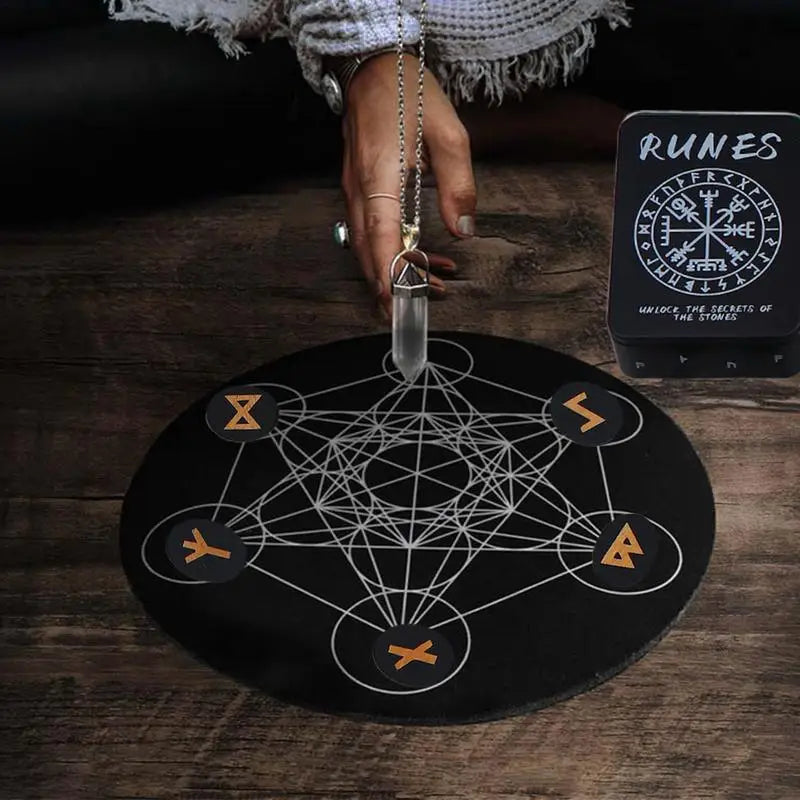 Witches Runes Set Altar Divination Tools with Manual and Storage Bag