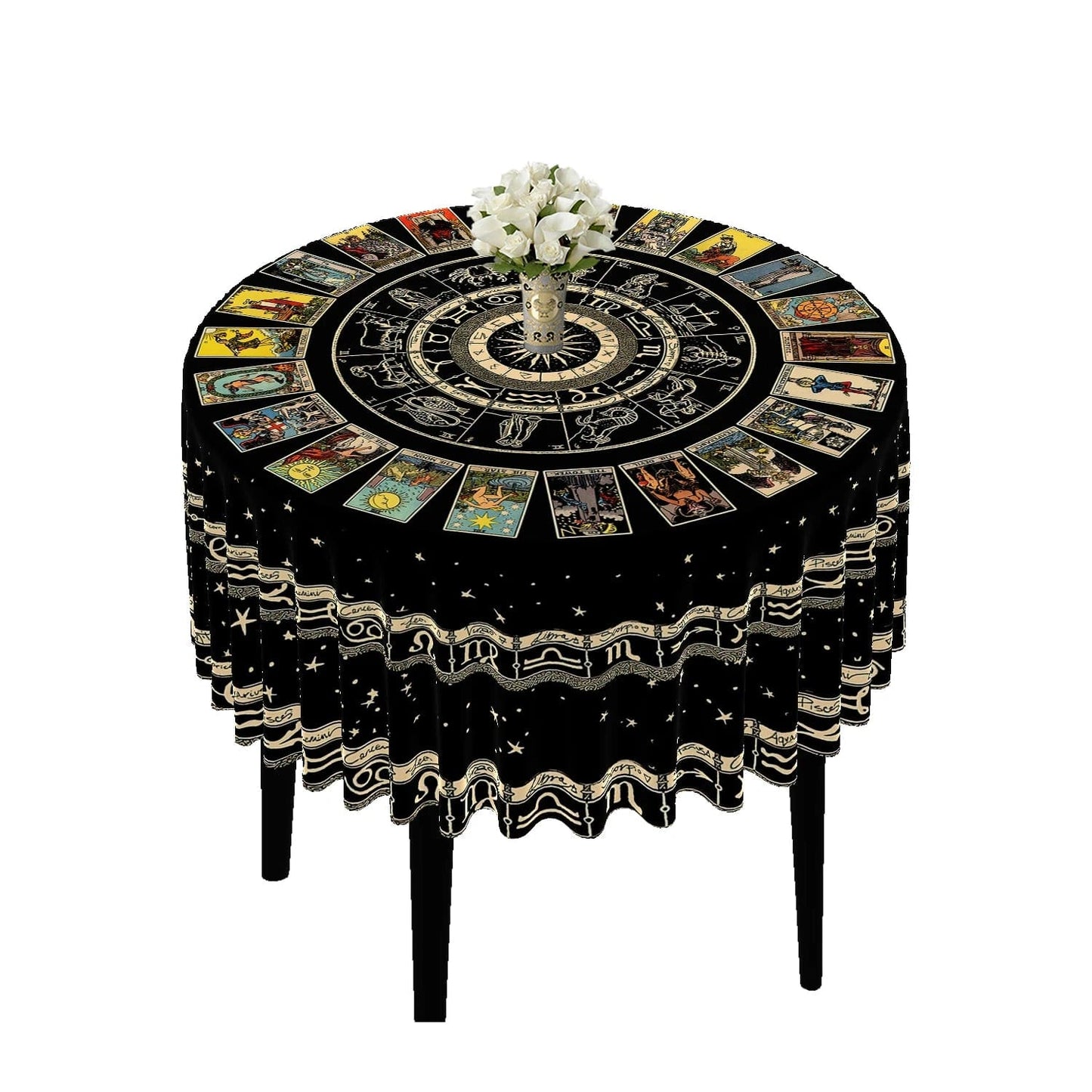 1 Piece Tarot Circular Tablecloth Waterproof Color Terrace Dining Table Cover