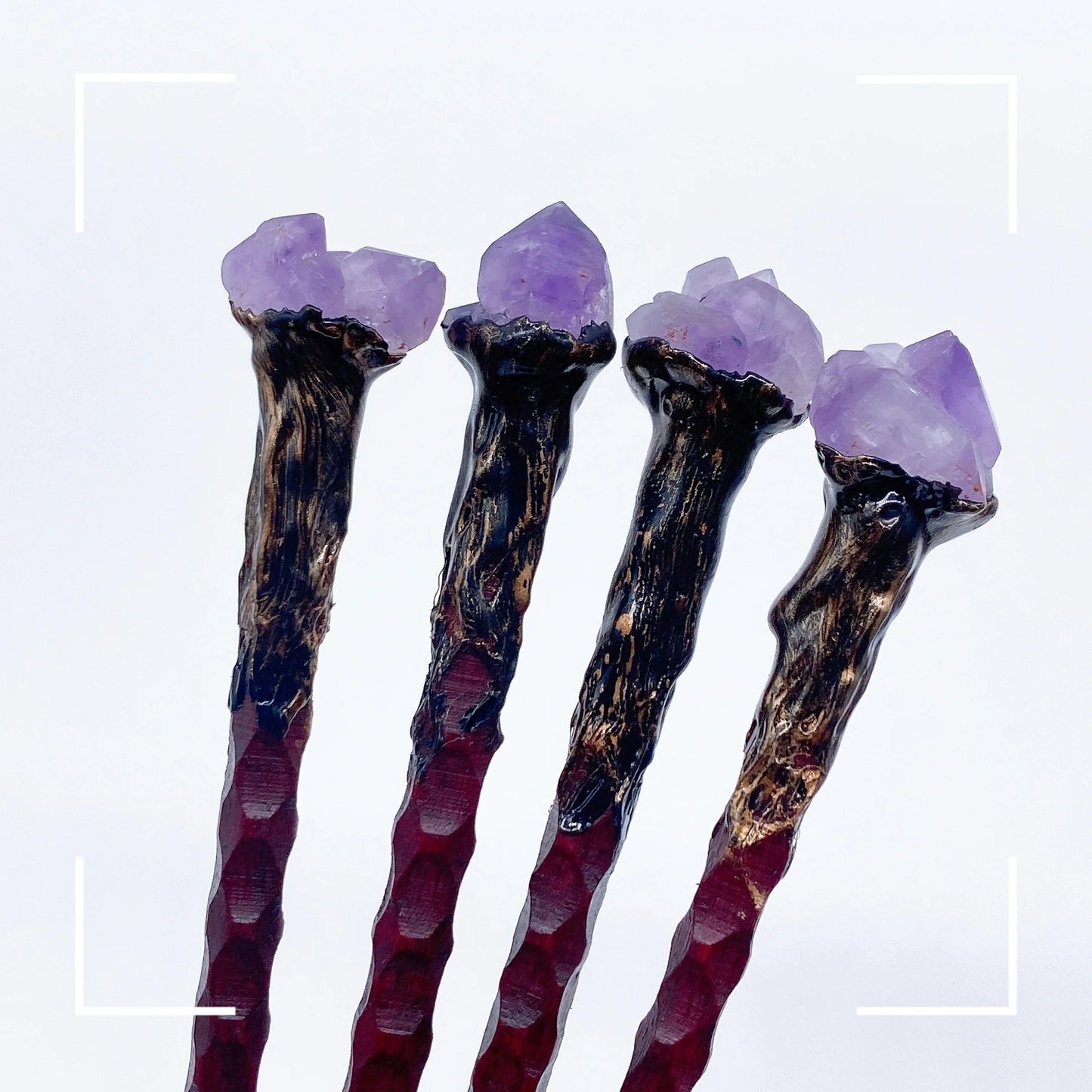 19CM Natural Amethyst Flower Crystal Magic Stick Wand