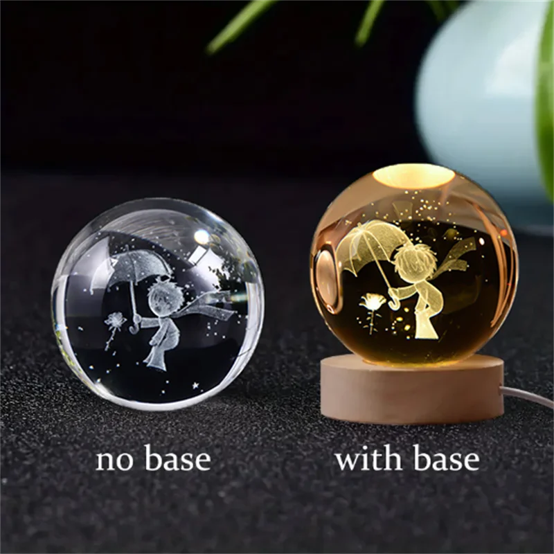 6cm 3D Crystal Ball Laser Carving Solar System Globe