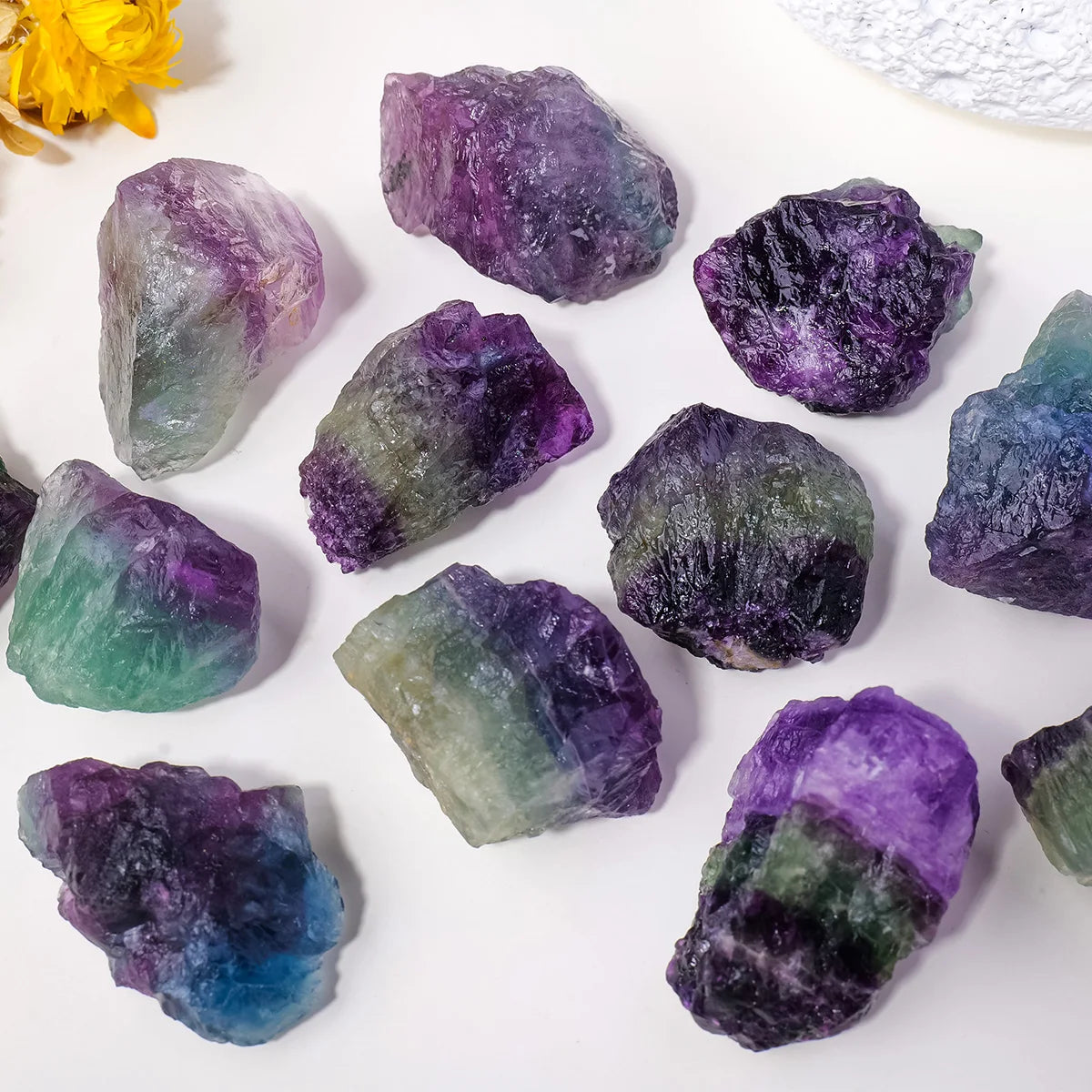 50g/bag Natural Raw Rainbow Fluorite Crystal Rough Stone