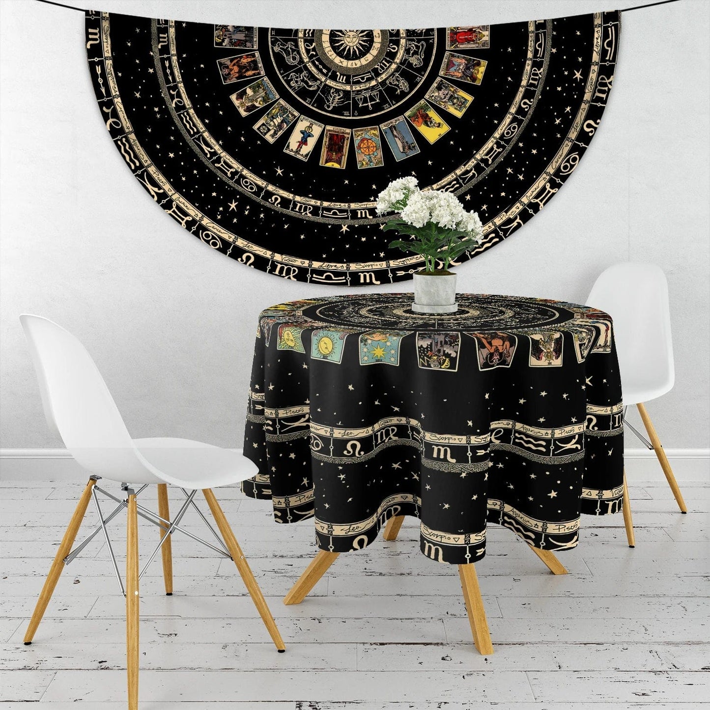 1 Piece Tarot Circular Tablecloth Waterproof Color Terrace Dining Table Cover