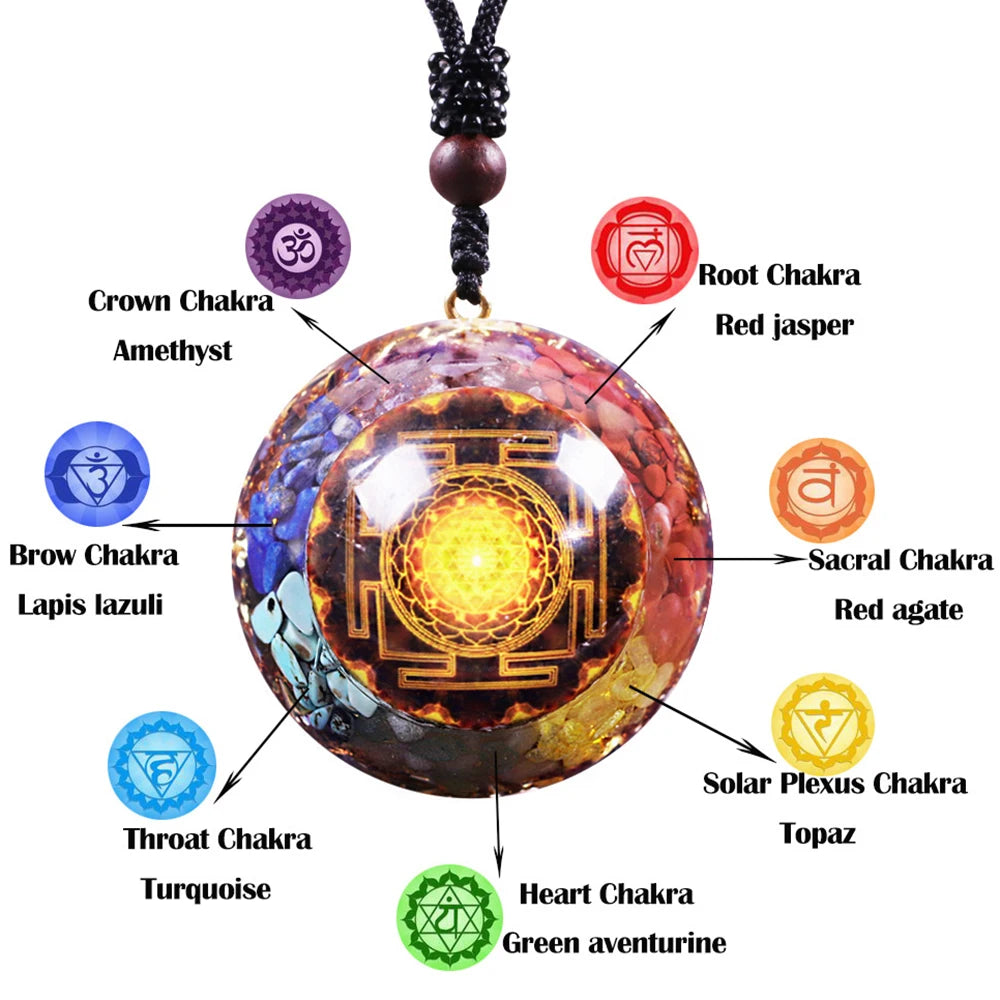 Chakra Orgonite Necklace Healing Reiki Orgonite Pendant