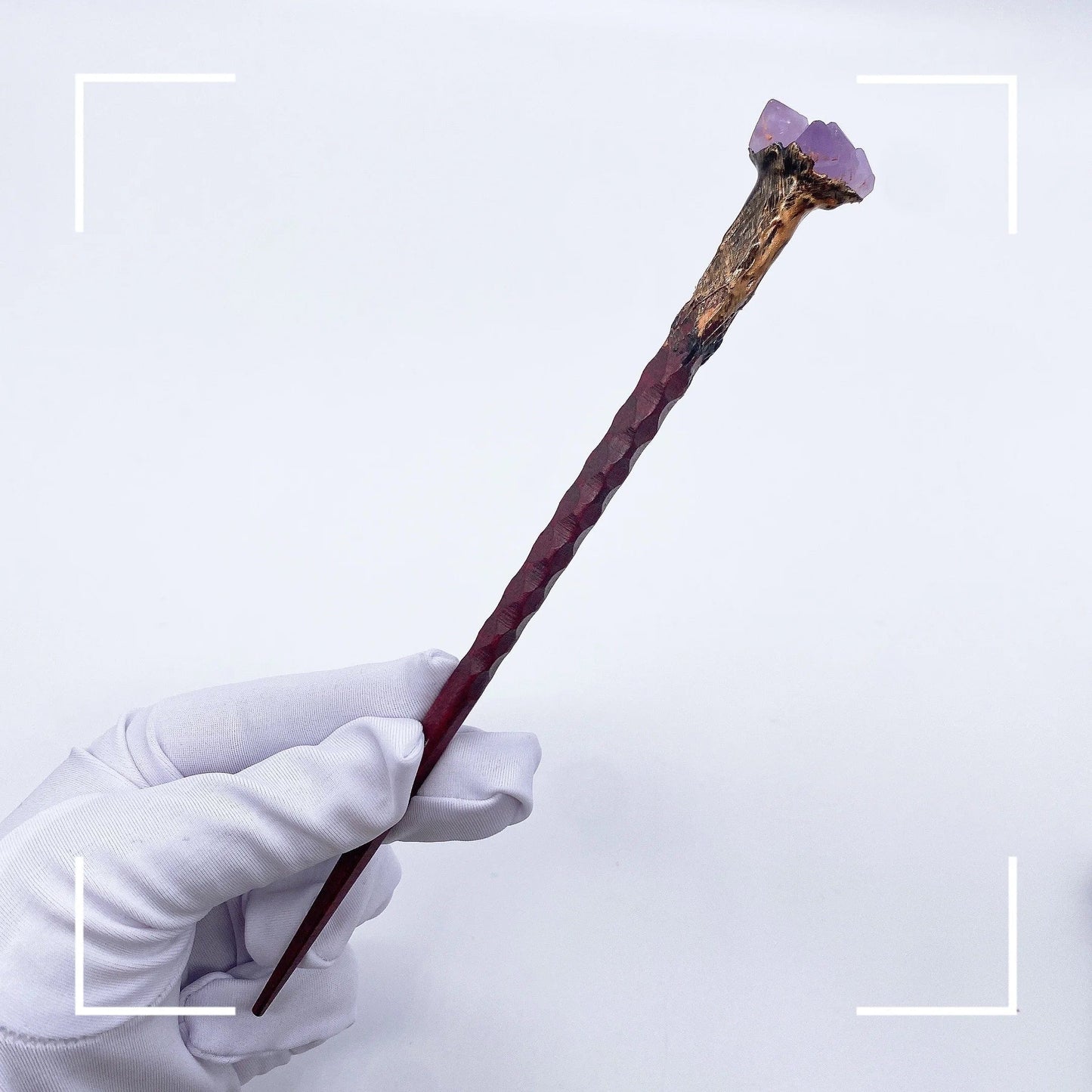 19CM Natural Amethyst Flower Crystal Magic Stick Wand